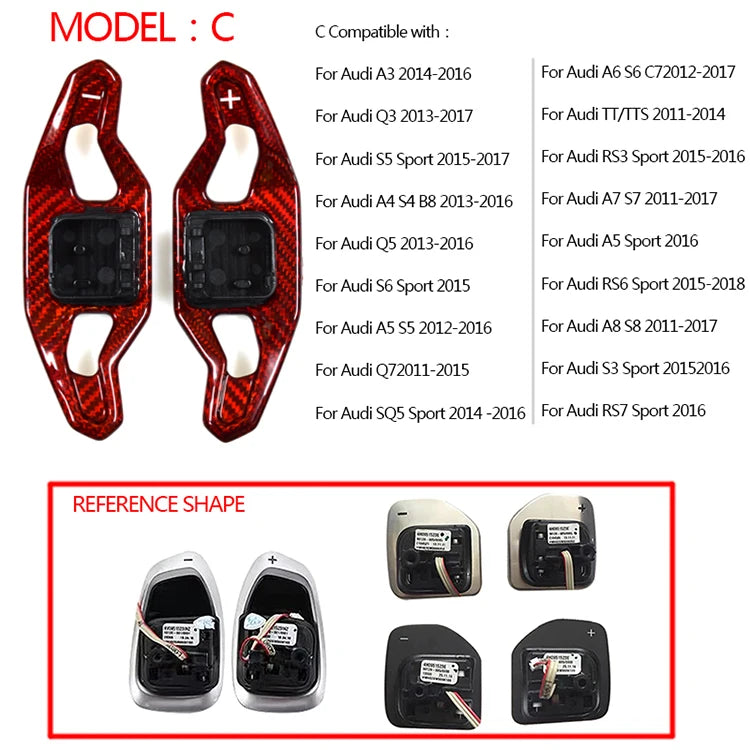 Carbon Fiber Steering Wheel Paddle Shifters for Audi A3 A4 A5 A6 A7 A8 S3 S4 S5 S6 S8 RS3 RS4 RS5 Q3 Q5 Q7 TT R8