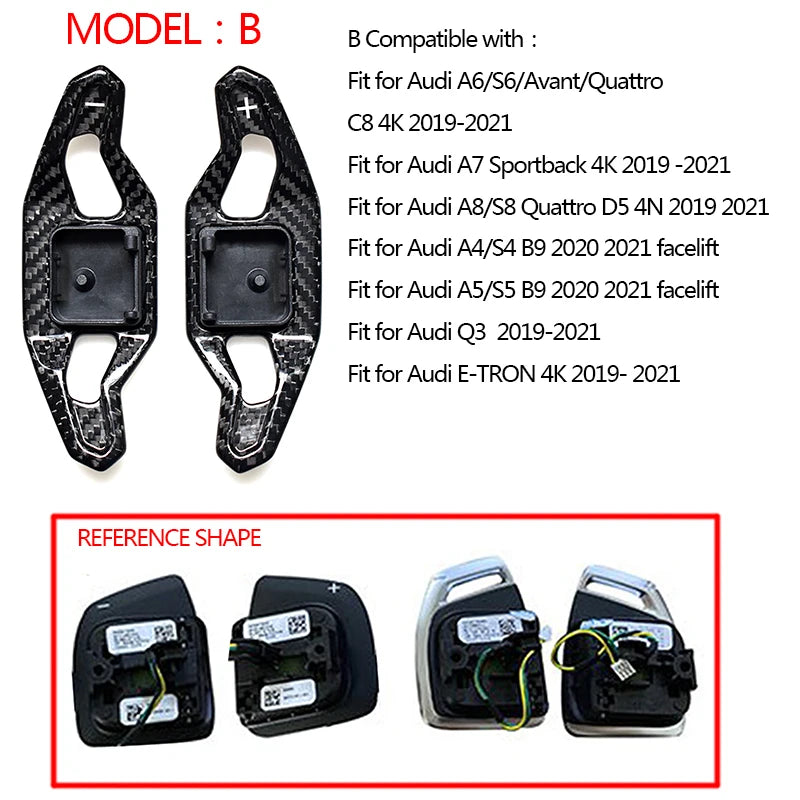 Carbon Fiber Steering Wheel Paddle Shifters for Audi A3 A4 A5 A6 A7 A8 S3 S4 S5 S6 S8 RS3 RS4 RS5 Q3 Q5 Q7 TT R8