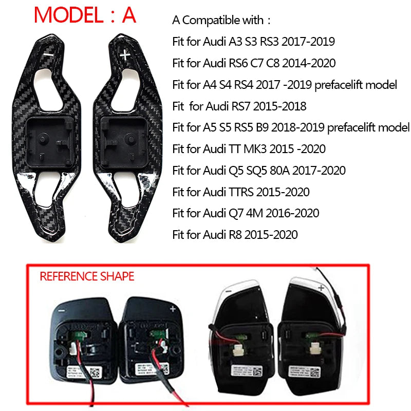Carbon Fiber Steering Wheel Paddle Shifters for Audi A3 A4 A5 A6 A7 A8 S3 S4 S5 S6 S8 RS3 RS4 RS5 Q3 Q5 Q7 TT R8