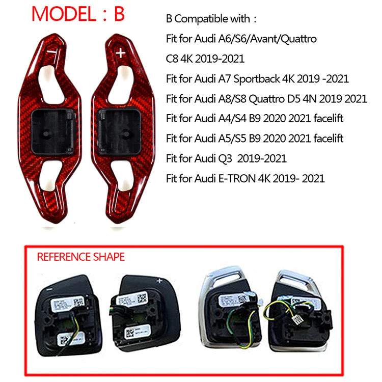 Carbon Fiber Steering Wheel Paddle Shifters for Audi A3 A4 A5 A6 A7 A8 S3 S4 S5 S6 S8 RS3 RS4 RS5 Q3 Q5 Q7 TT R8