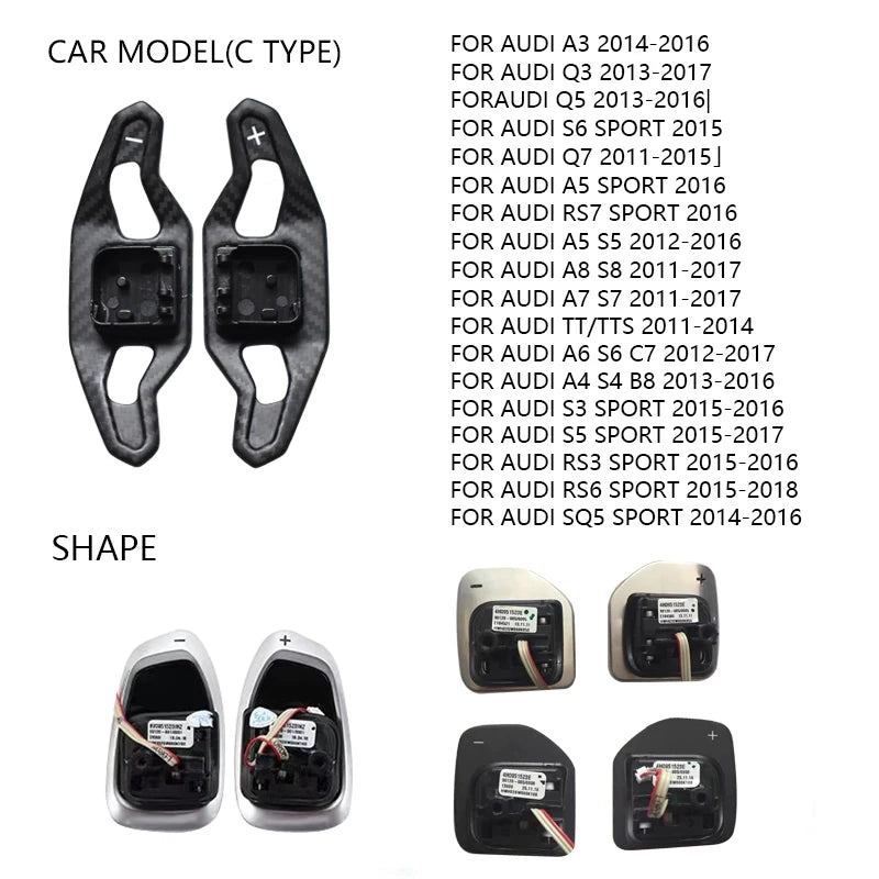 Carbon Fiber Steering Wheel Paddle Shifters for Audi A3 A4 A5 A6 A7 A8 S3 S4 S5 S6 S8 RS3 RS4 RS5 Q3 Q5 Q7 TT R8