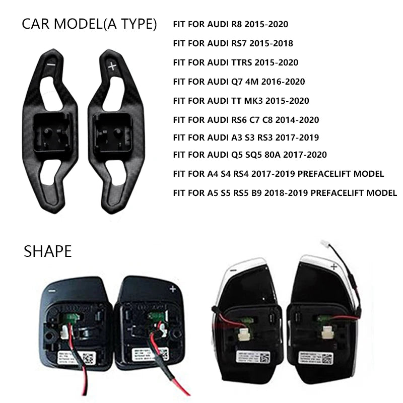 Carbon Fiber Steering Wheel Paddle Shifters for Audi A3 A4 A5 A6 A7 A8 S3 S4 S5 S6 S8 RS3 RS4 RS5 Q3 Q5 Q7 TT R8