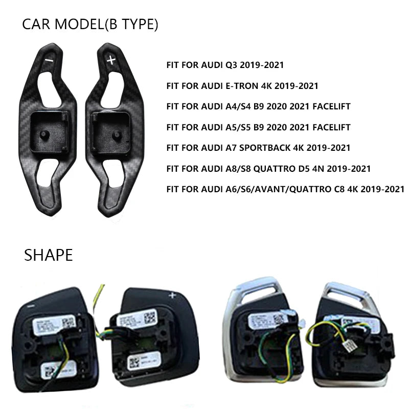 Carbon Fiber Steering Wheel Paddle Shifters for Audi A3 A4 A5 A6 A7 A8 S3 S4 S5 S6 S8 RS3 RS4 RS5 Q3 Q5 Q7 TT R8